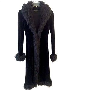 Betsey Johnson Rare Vintage Black Velvet Fur Coat